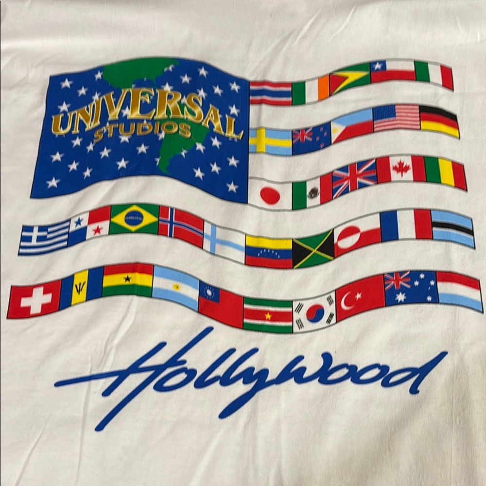 Hollywood+Flags - Classic White Short Sleeve Tee with Soft Cotton